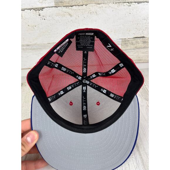 New Era 59Fifty Philadelphia Phillies Fitted Hat 7 1/8 Red MLB Baseball Cap NEW - Picture 5 of 5